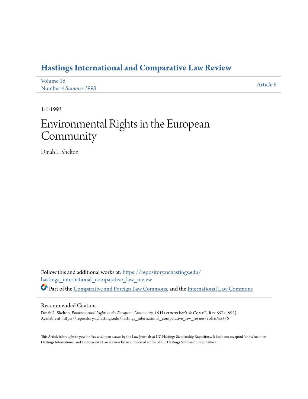 Environmental Rights in the European Community Dinah L