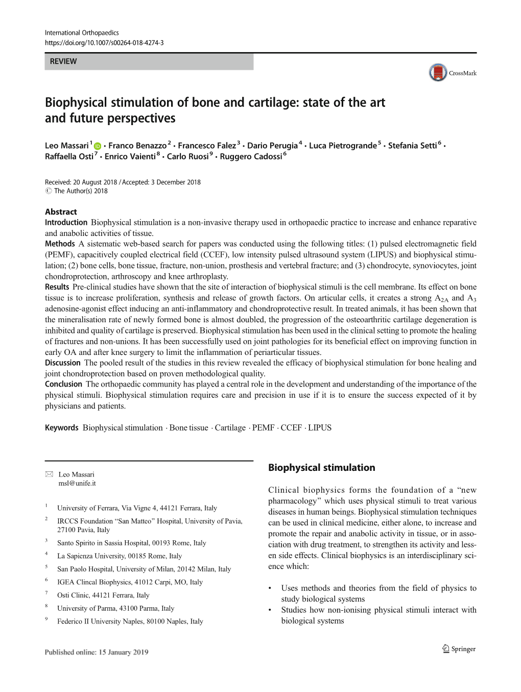 Biophysical Stimulation of Bone and Cartilage: State of the Art and Future Perspectives