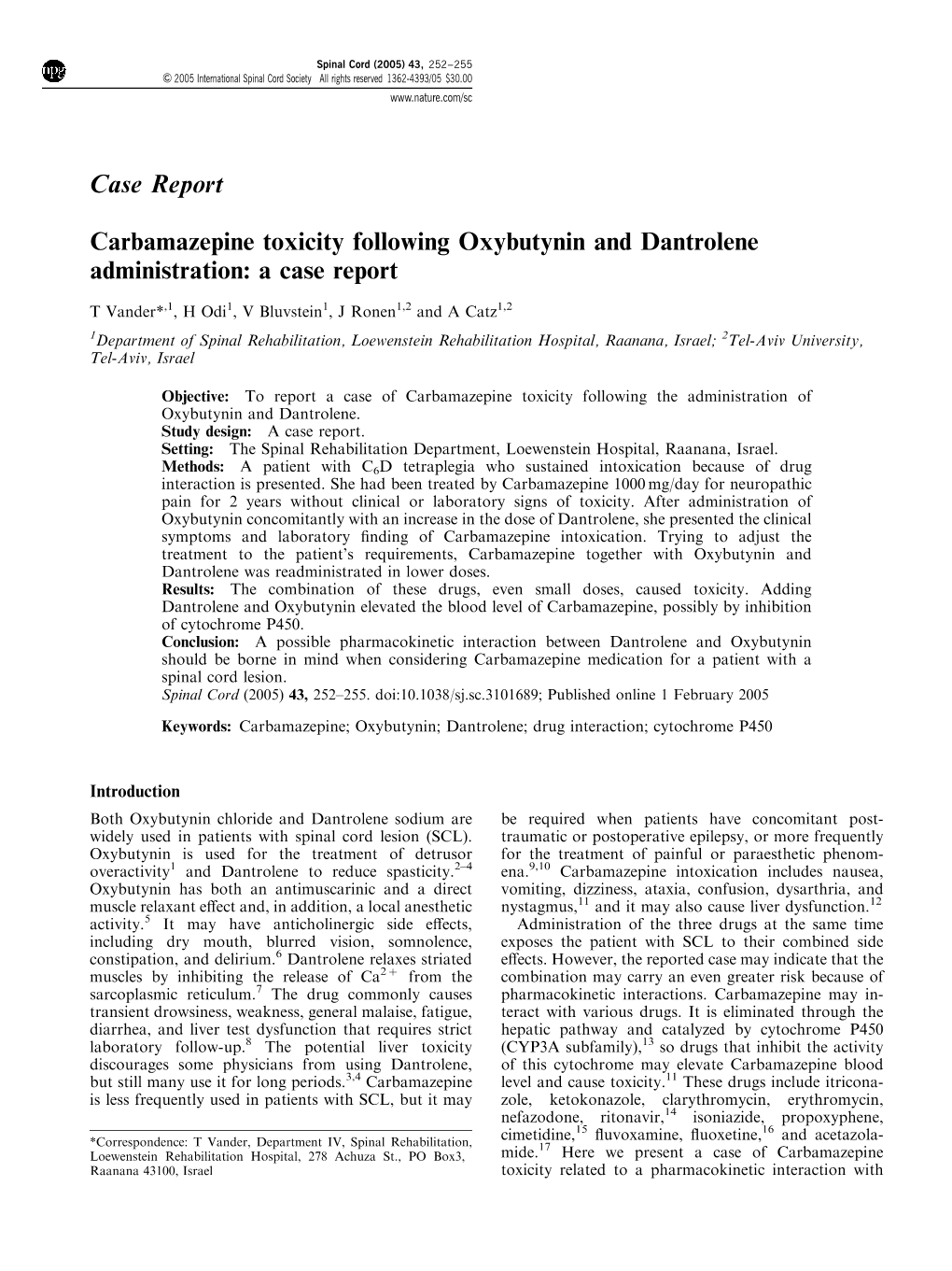 Case Report Carbamazepine Toxicity Following Oxybutynin And