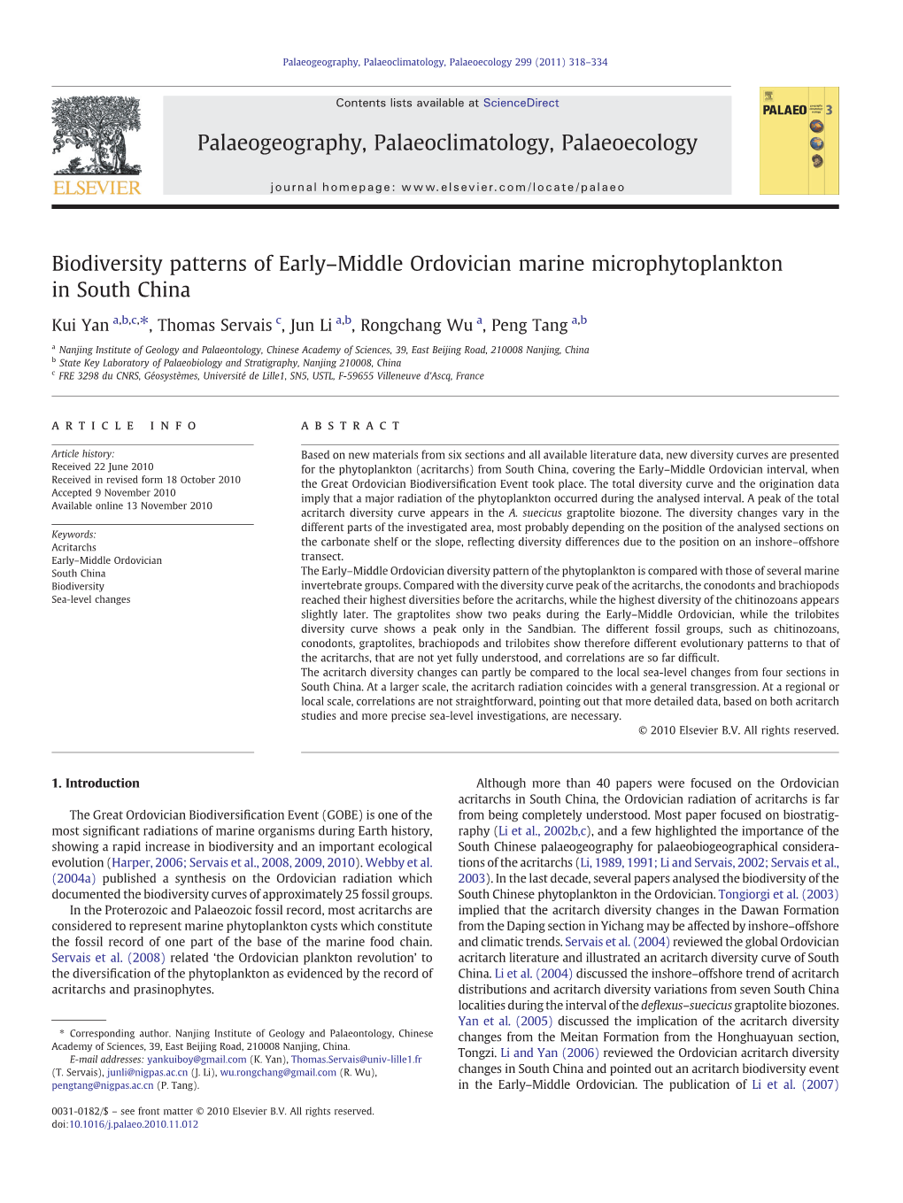 Biodiversity Patterns of Early–Middle Ordovician Marine Microphytoplankton in South China