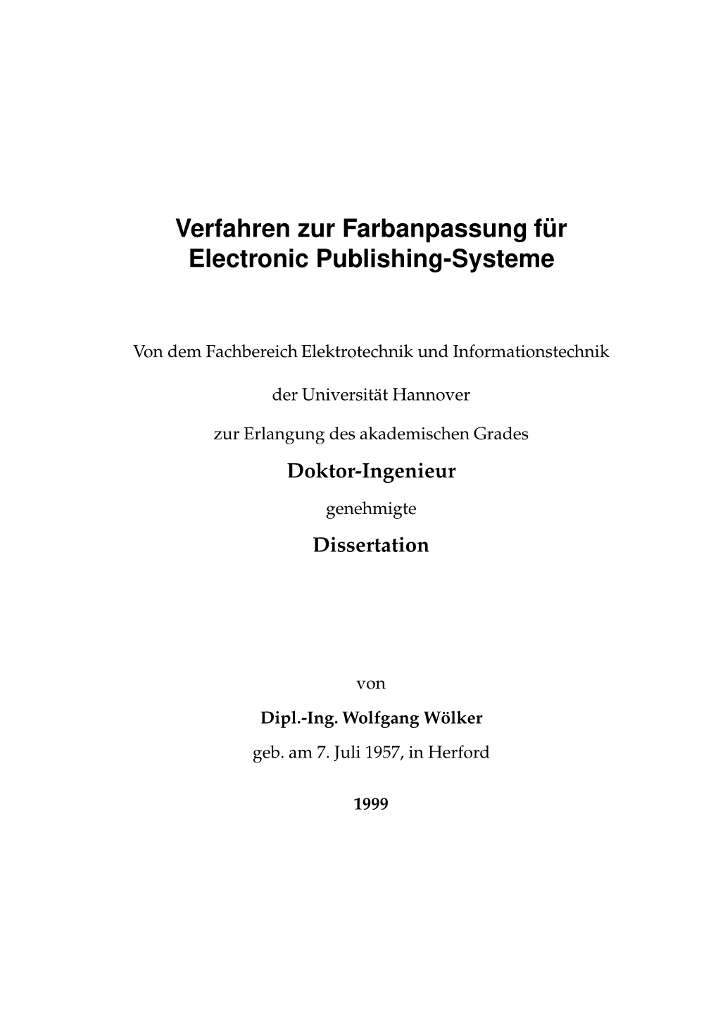 Verfahren Zur Farbanpassung F ¨Ur Electronic Publishing-Systeme