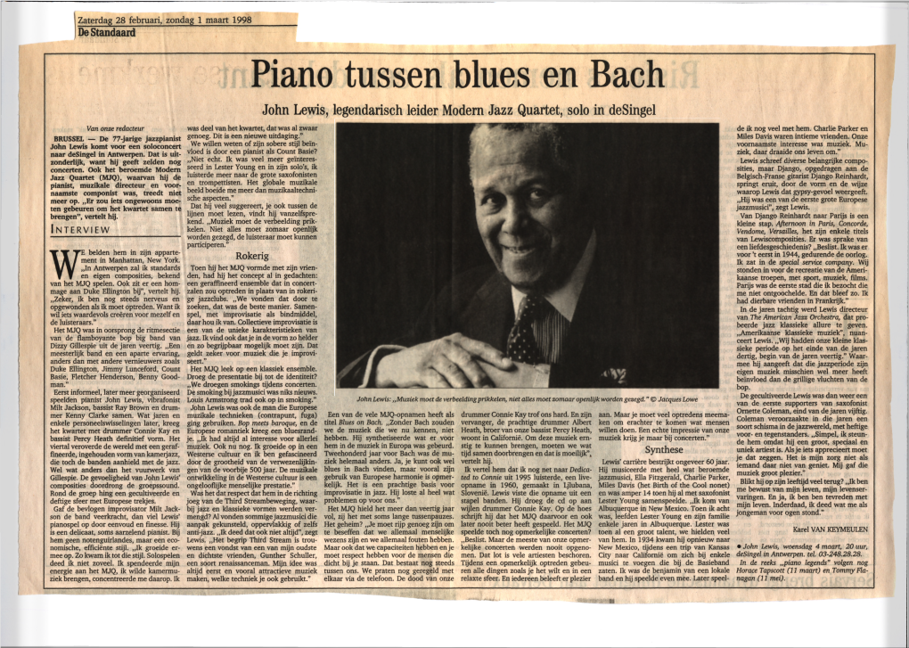 W Piano Tussen Blues En Bach