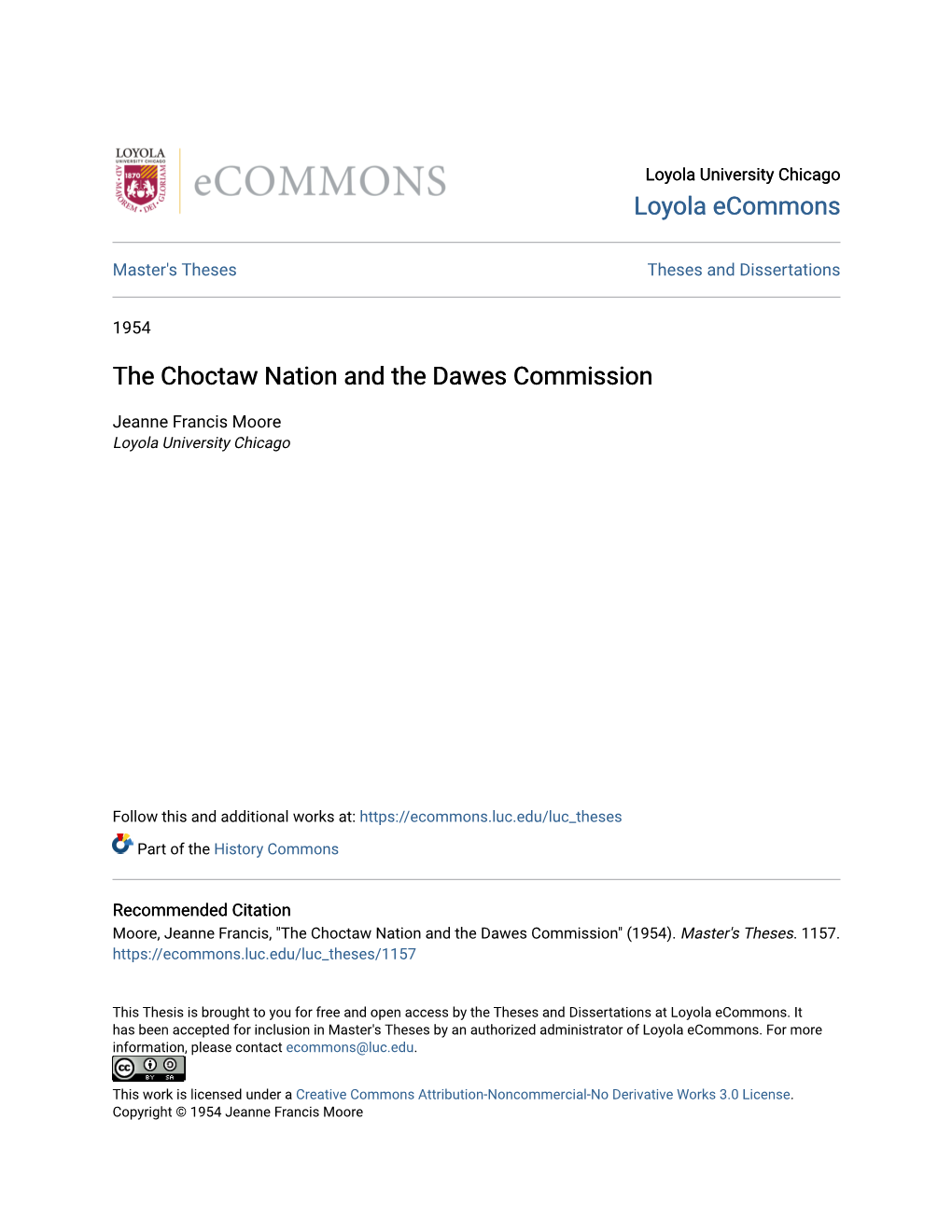 The Choctaw Nation and the Dawes Commission