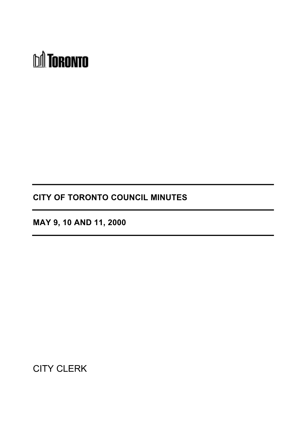 CITY CLERK Guide to the Council Minutes