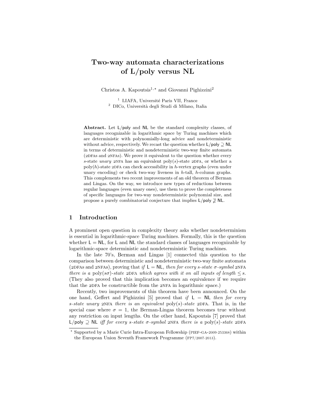 Two-Way Automata Characterizations of L/Poly Versus NL