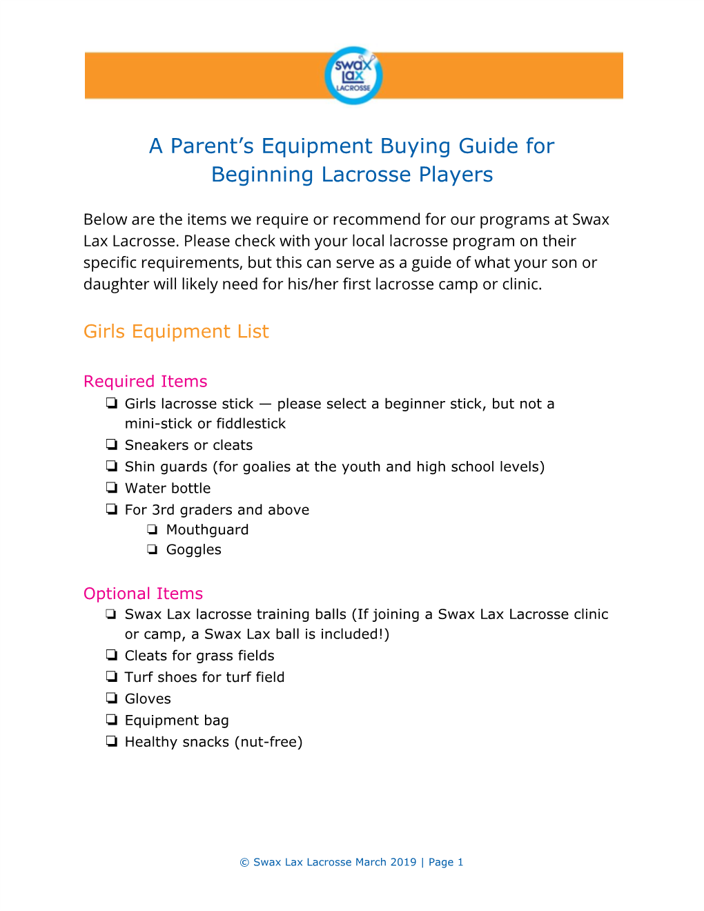 Download Our Printable Lacrosse Equipment Checklist