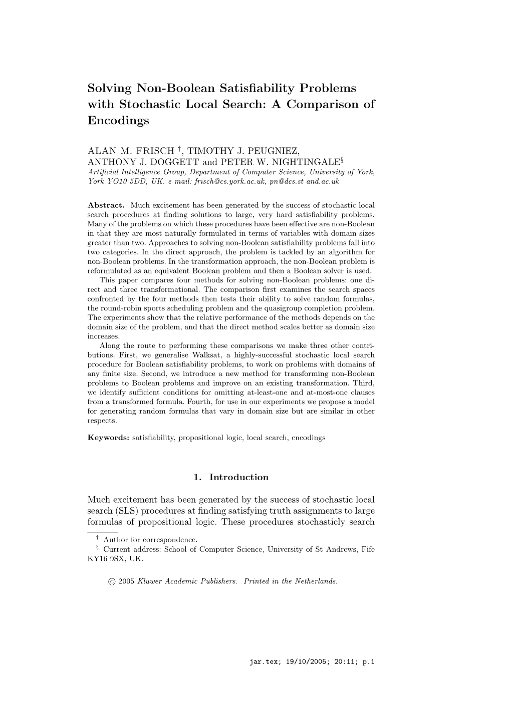 Solving Non-Boolean Satisfiability Problems with Stochastic Local Search