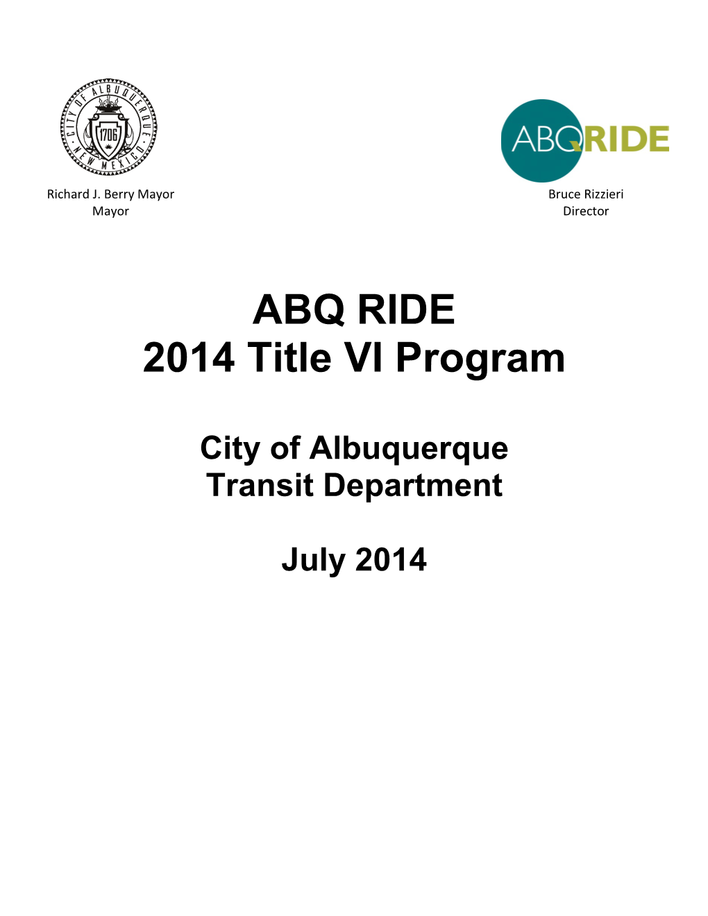 ABQ RIDE 2014 Title VI Program