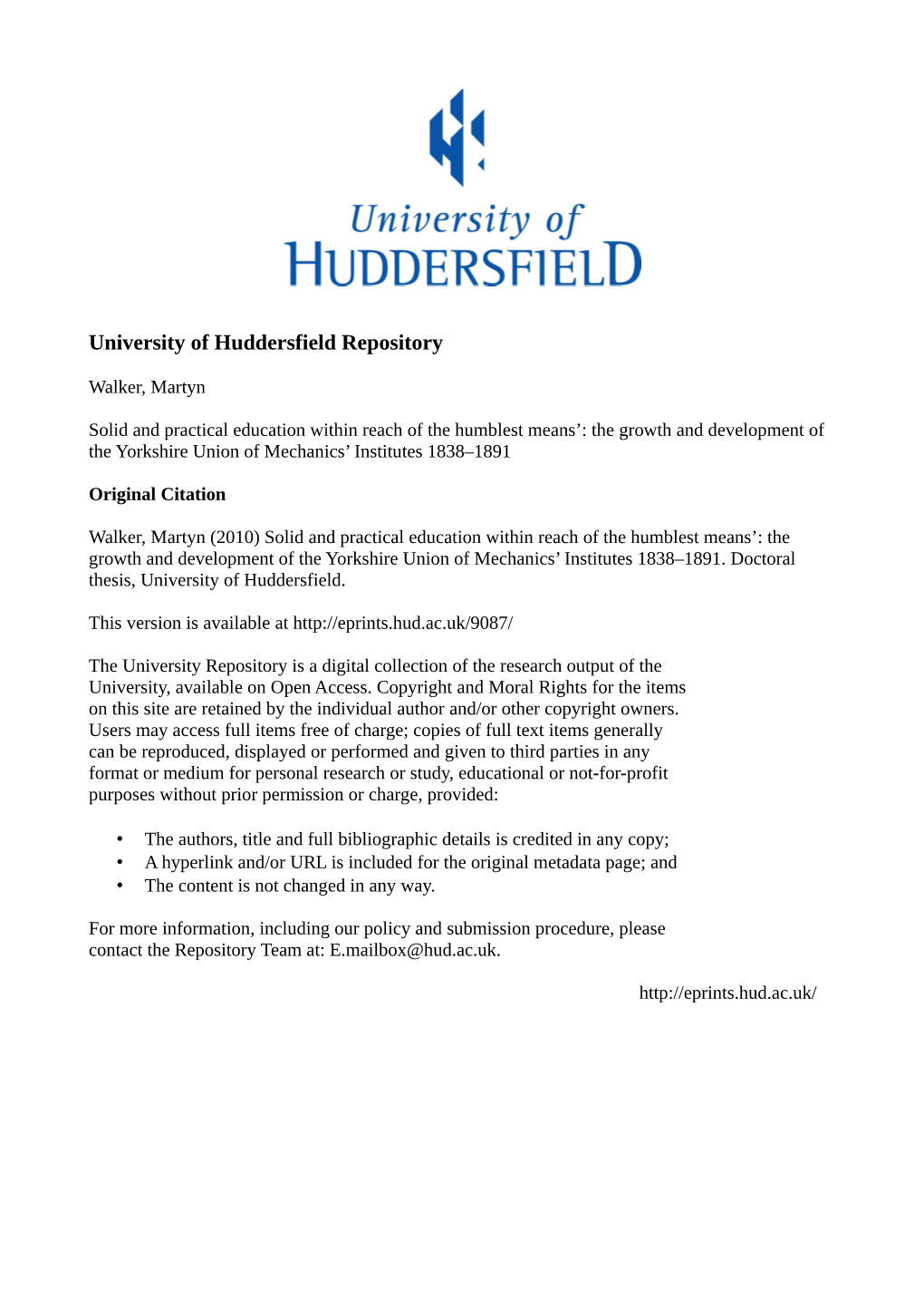 University of Huddersfield Repository