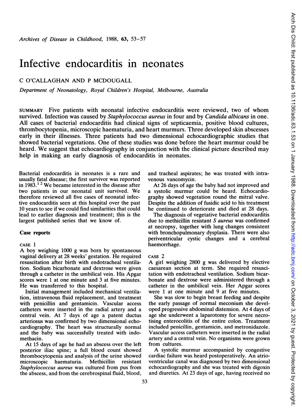 Infective Endocarditis in Neonates