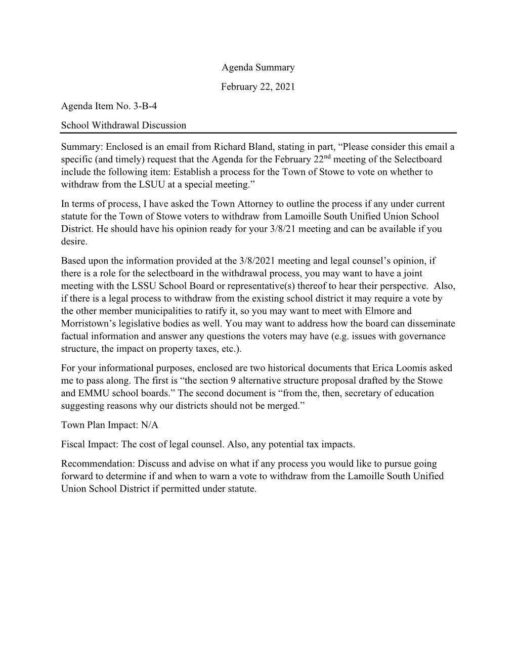 Item 3-B-4 LSUU School District Withdrawal Discussion