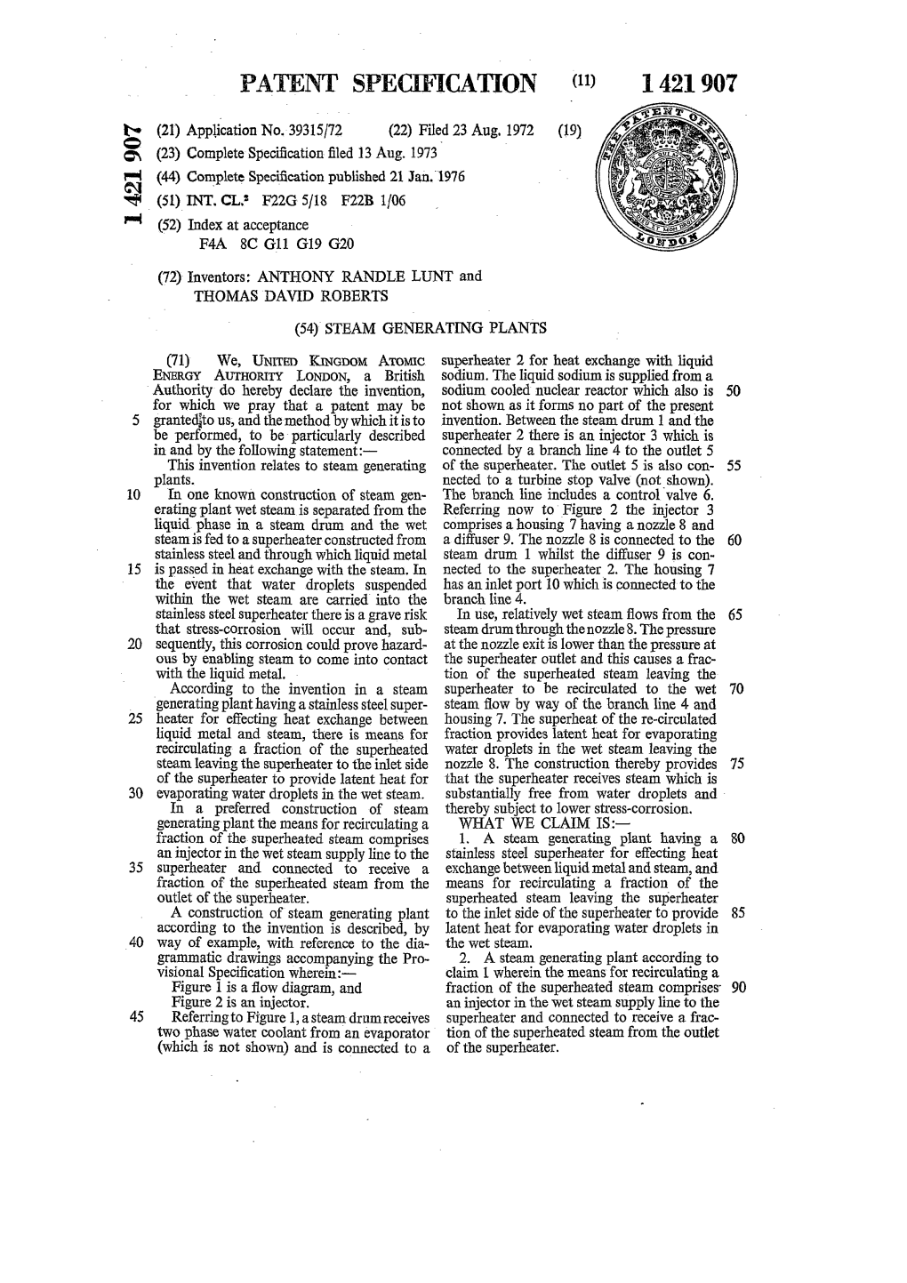 PATENT SPECIFICATION <N) 1421907