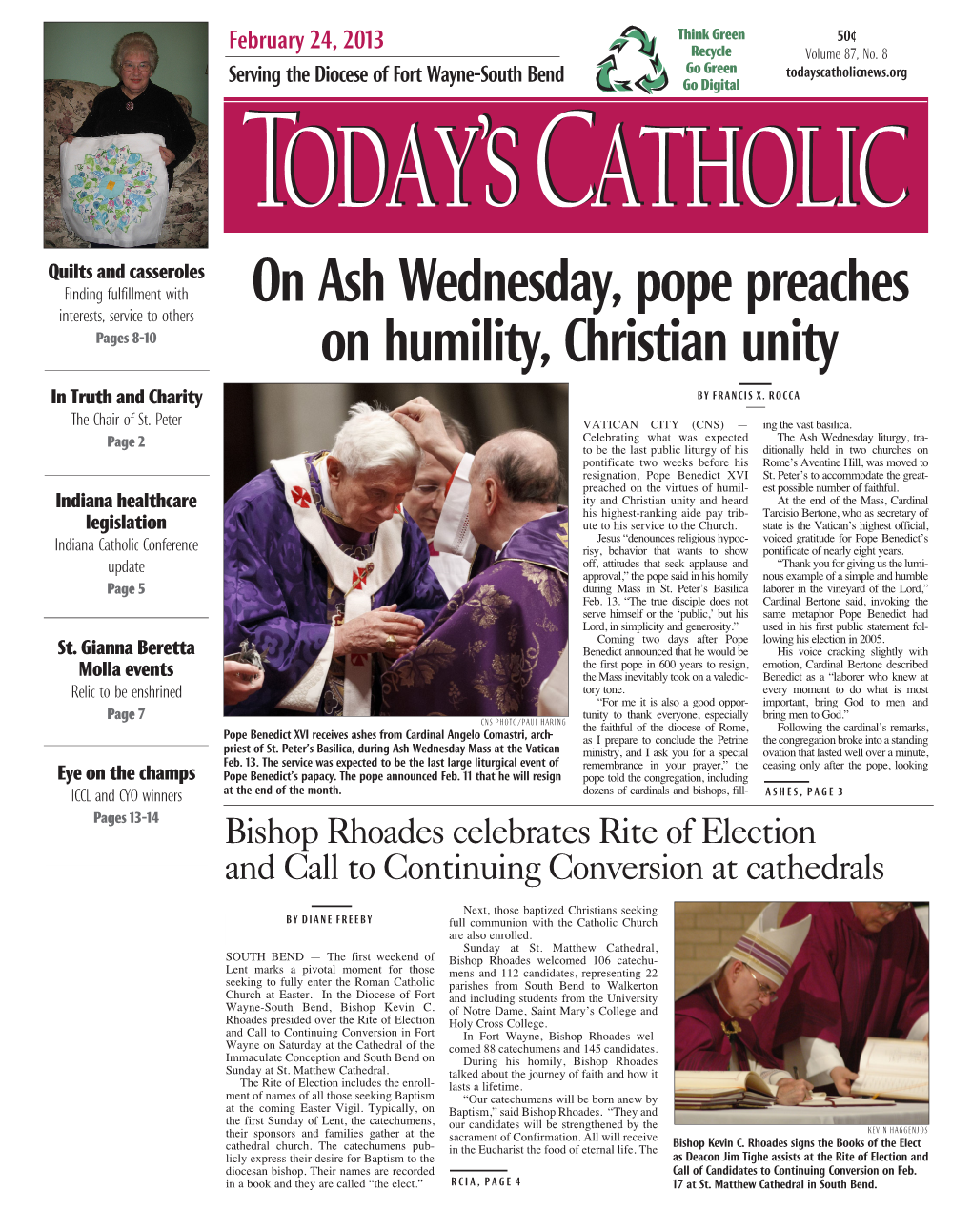 On Ash Wednesday, Pope Preaches on Humility, Christian Unity