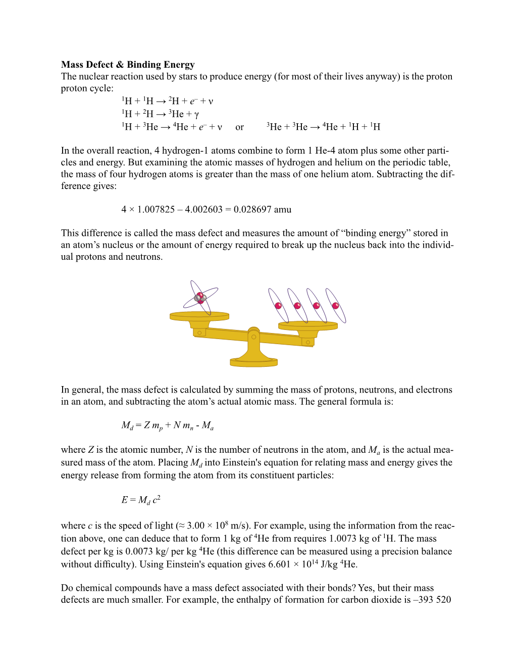 Mass Defect & Binding Energy the Nuclear Reaction Used by Stars To