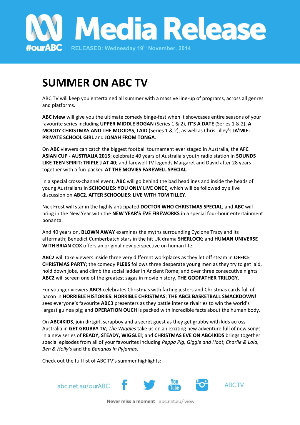 Summer on Abc Tv