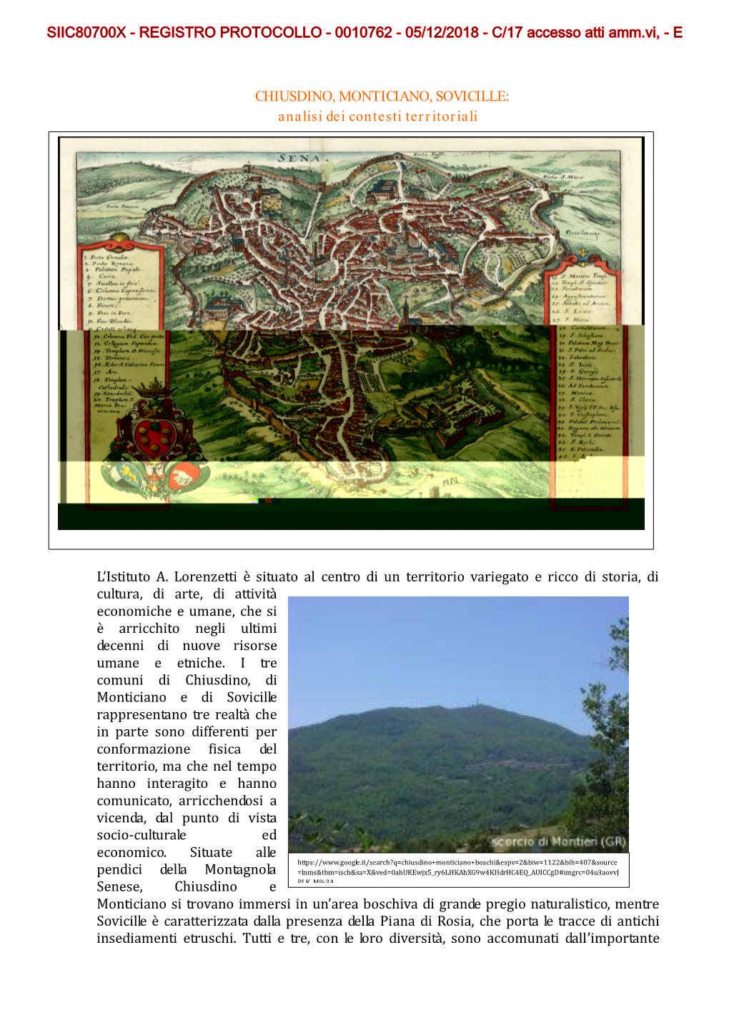 CHIUSDINO, MONTICIANO, SOVICILLE: Analisi Dei Contesti Territoriali