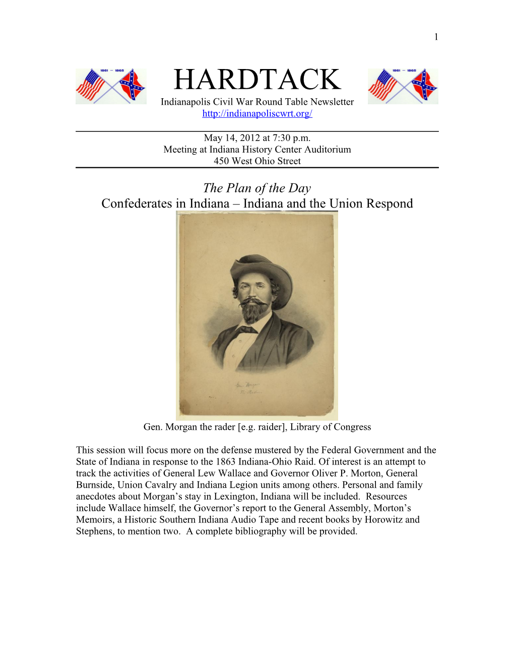 HARDTACK Indianapolis Civil War Round Table Newsletter