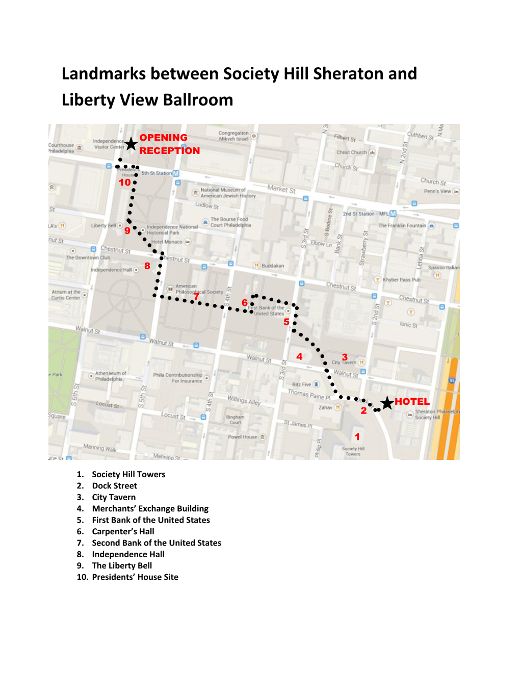 Landmarks Between Society Hill Sheraton and Liberty View Ballroom