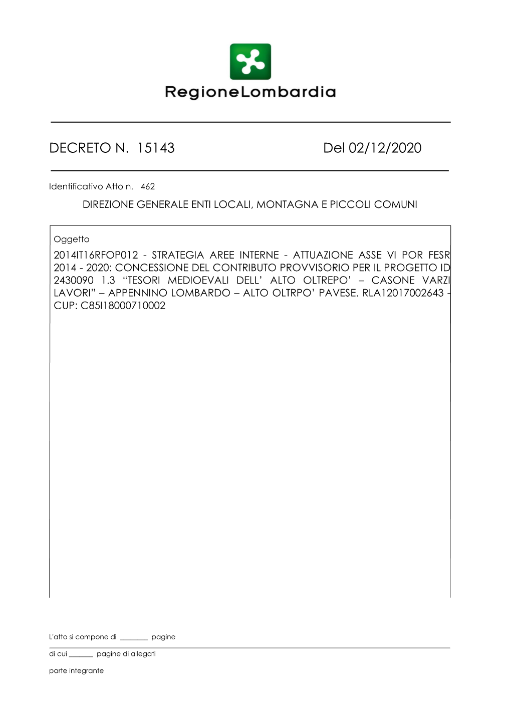 DECRETO N. 15143 Del 02/12/2020