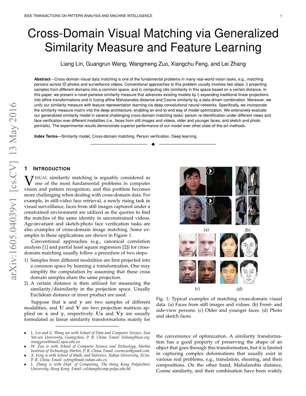 Cross-Domain Visual Matching Via Generalized Similarity Measure and Feature Learning