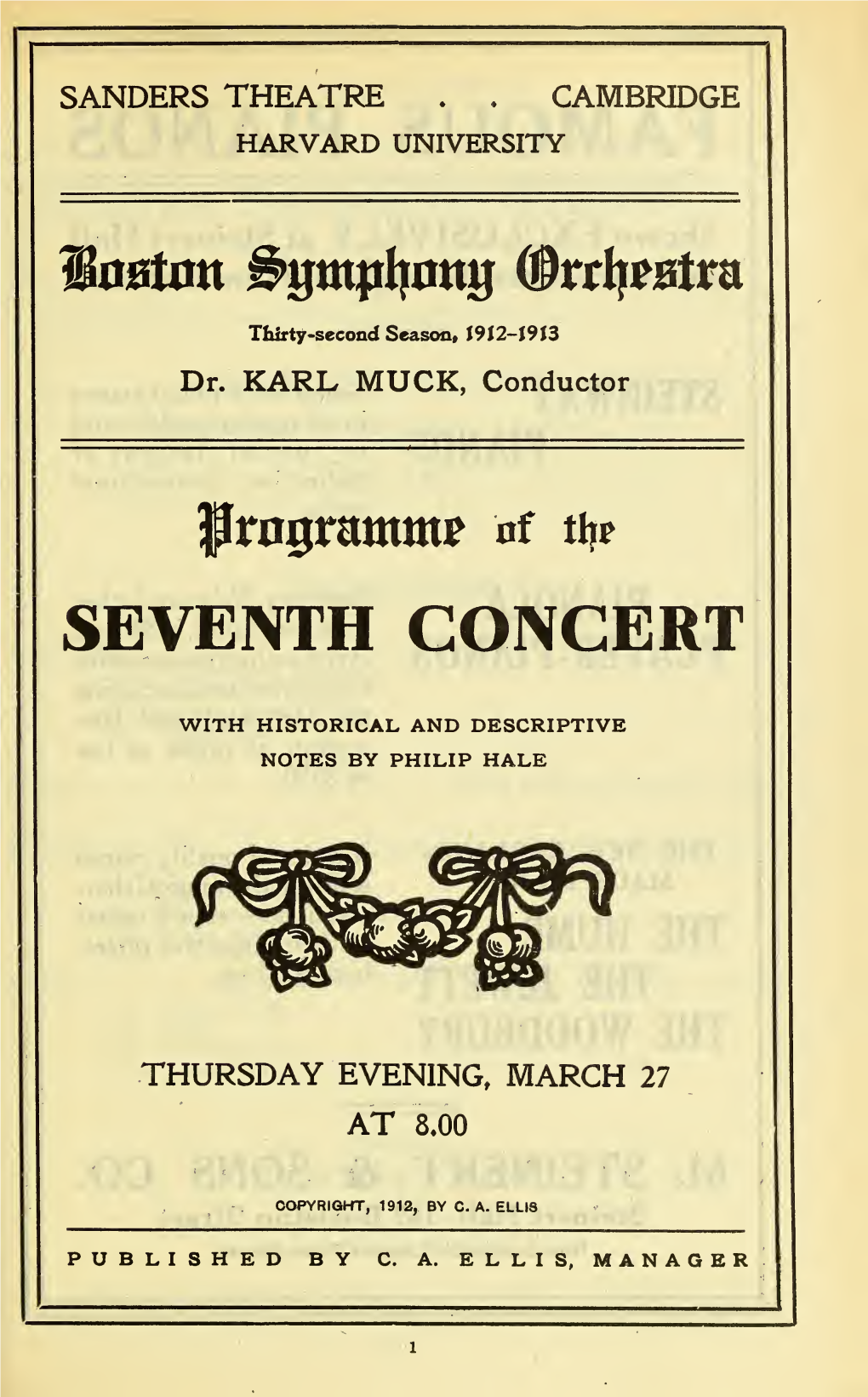 Boston Symphony Orchestra Concert Programs, Season 32,1912