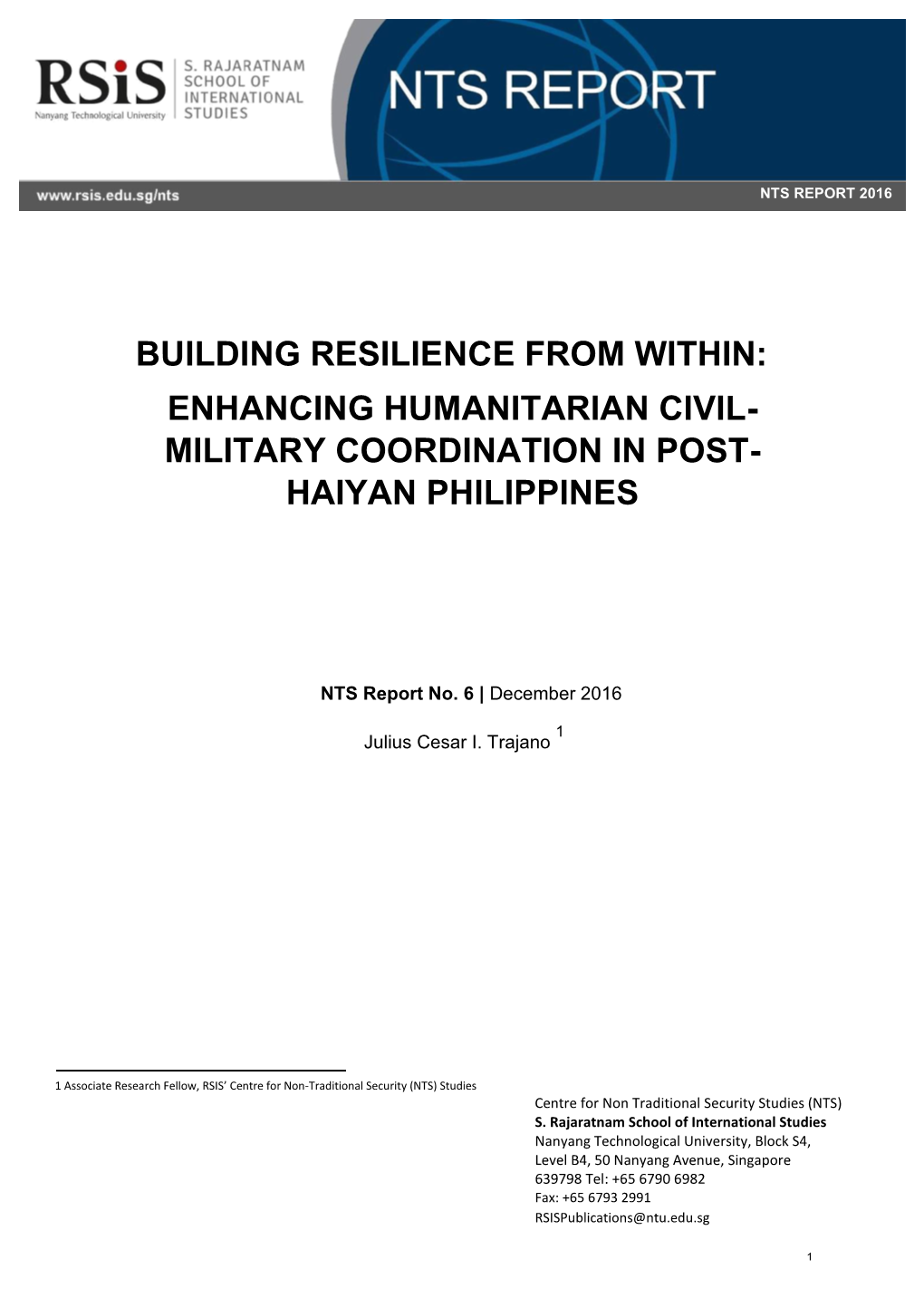 Building Resilience from Within: Enhancing Humanitarian Civil