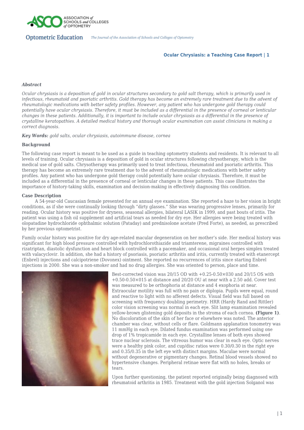 Ocular Chrysiasis: a Teaching Case Report | 1