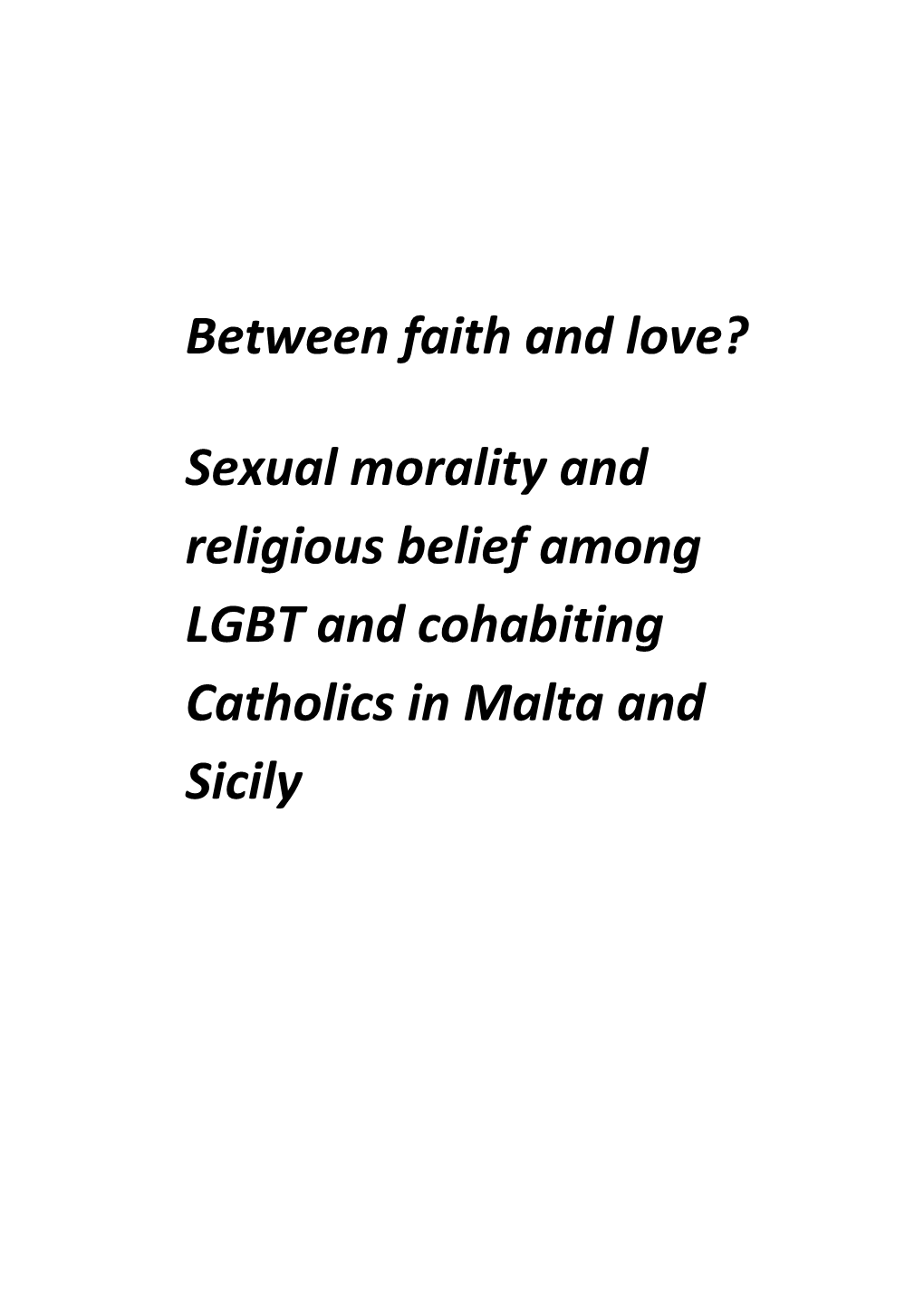 Sexual Morality and Religious Belief Among LGBT and Cohabiting Catholics in Malta and Sicily