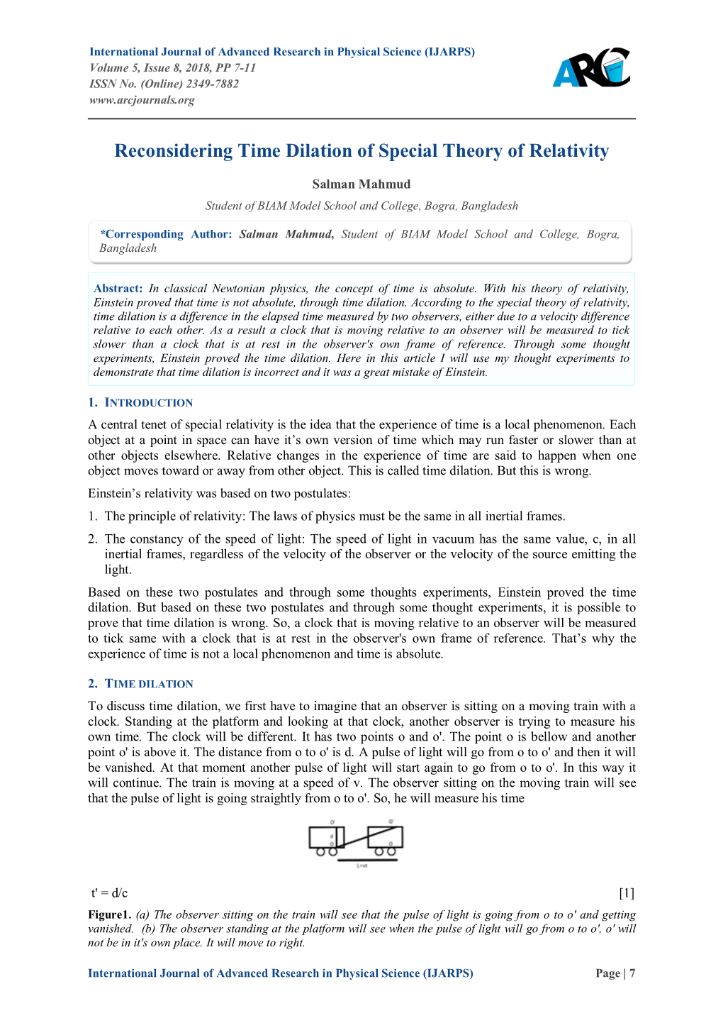 Reconsidering Time Dilation of Special Theory of Relativity