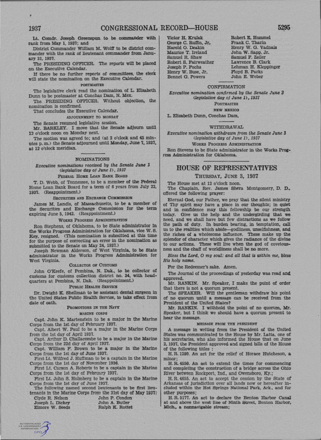 • 1937 CONGRESSIONAL RECORD-HOUSE Lt