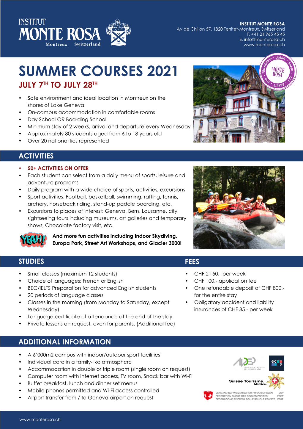 Summer Courses 2021 July 7Th to July 28Th