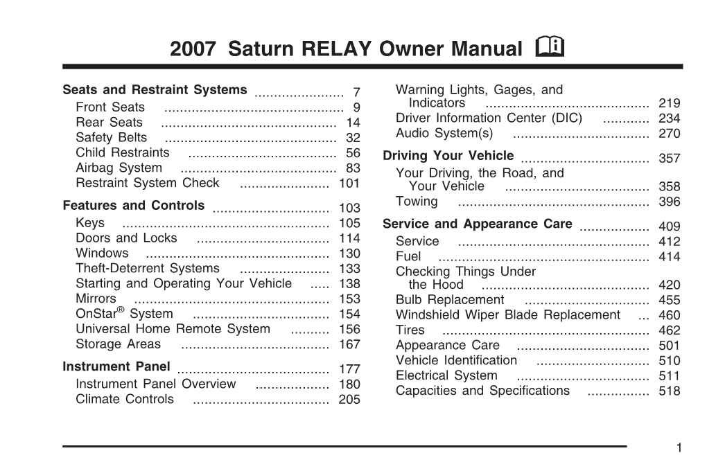 2007 Saturn RELAY Owner Manual M