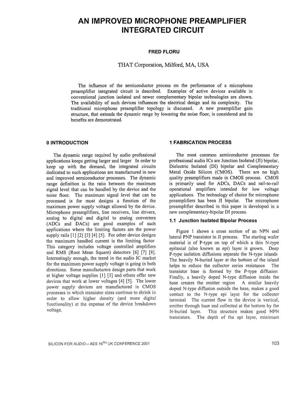 An Improved Microphone Preamplifier Integrated Circuit