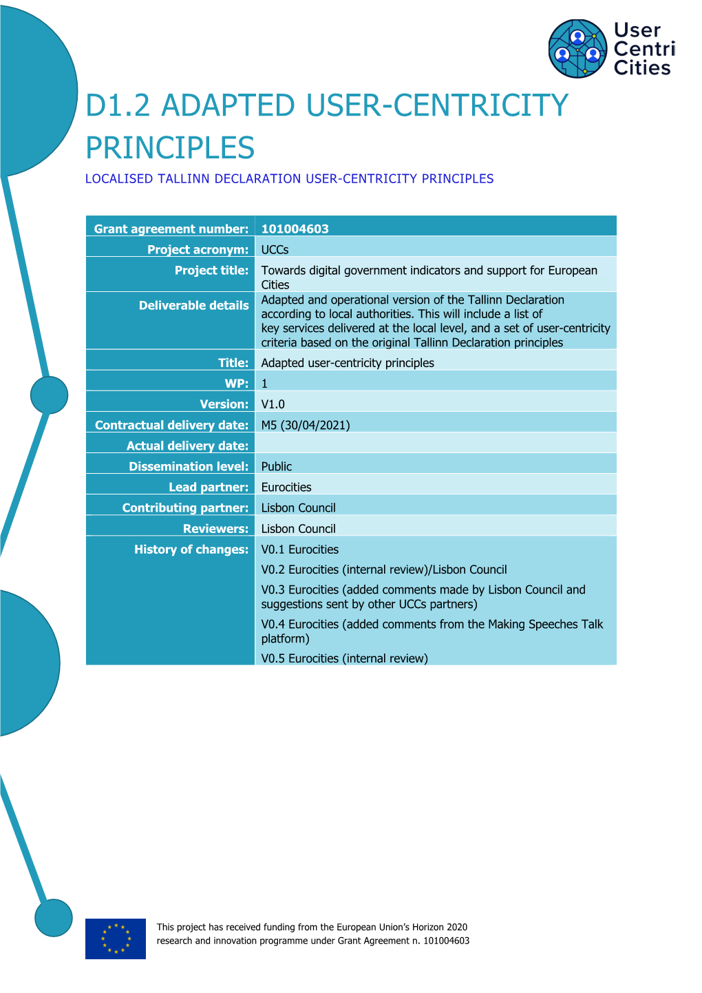 D1.2 Adapted User-Centricity Principles Localised Tallinn Declaration User-Centricity Principles