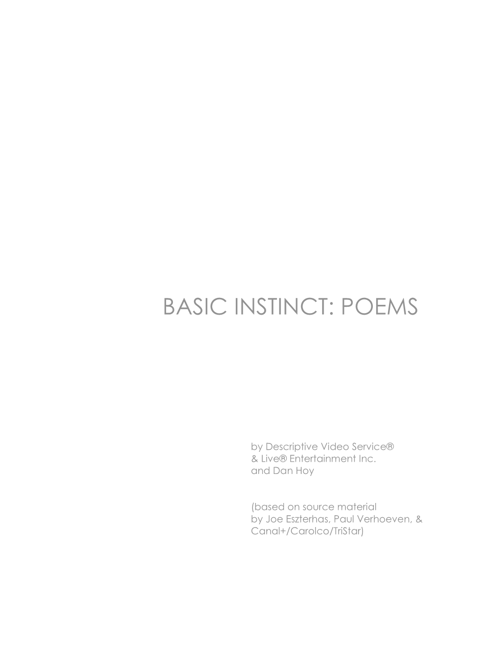 Basic Instinct: Poems