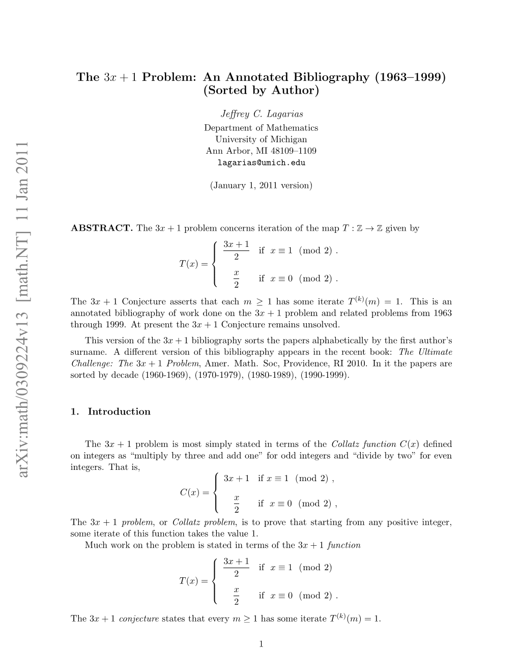 The 3X + 1 Problem: an Annotated Bibliography