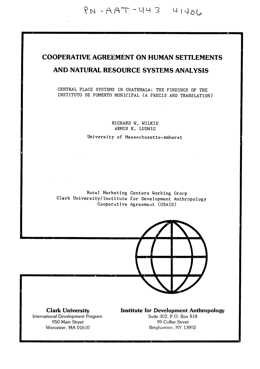 Cooperative Agreement on Human Settlements and Natural Resource Systems Analysis