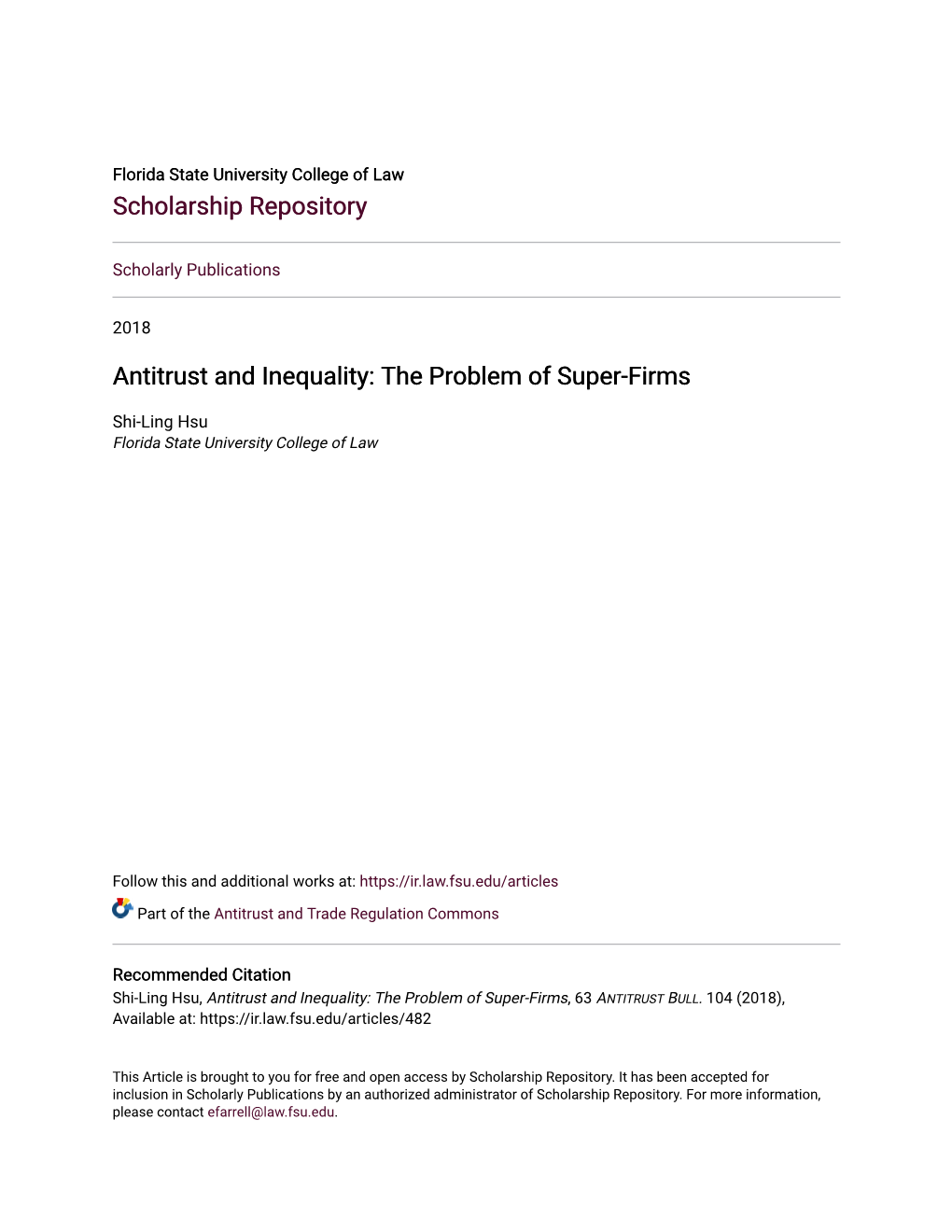 Antitrust and Inequality: the Problem of Super-Firms