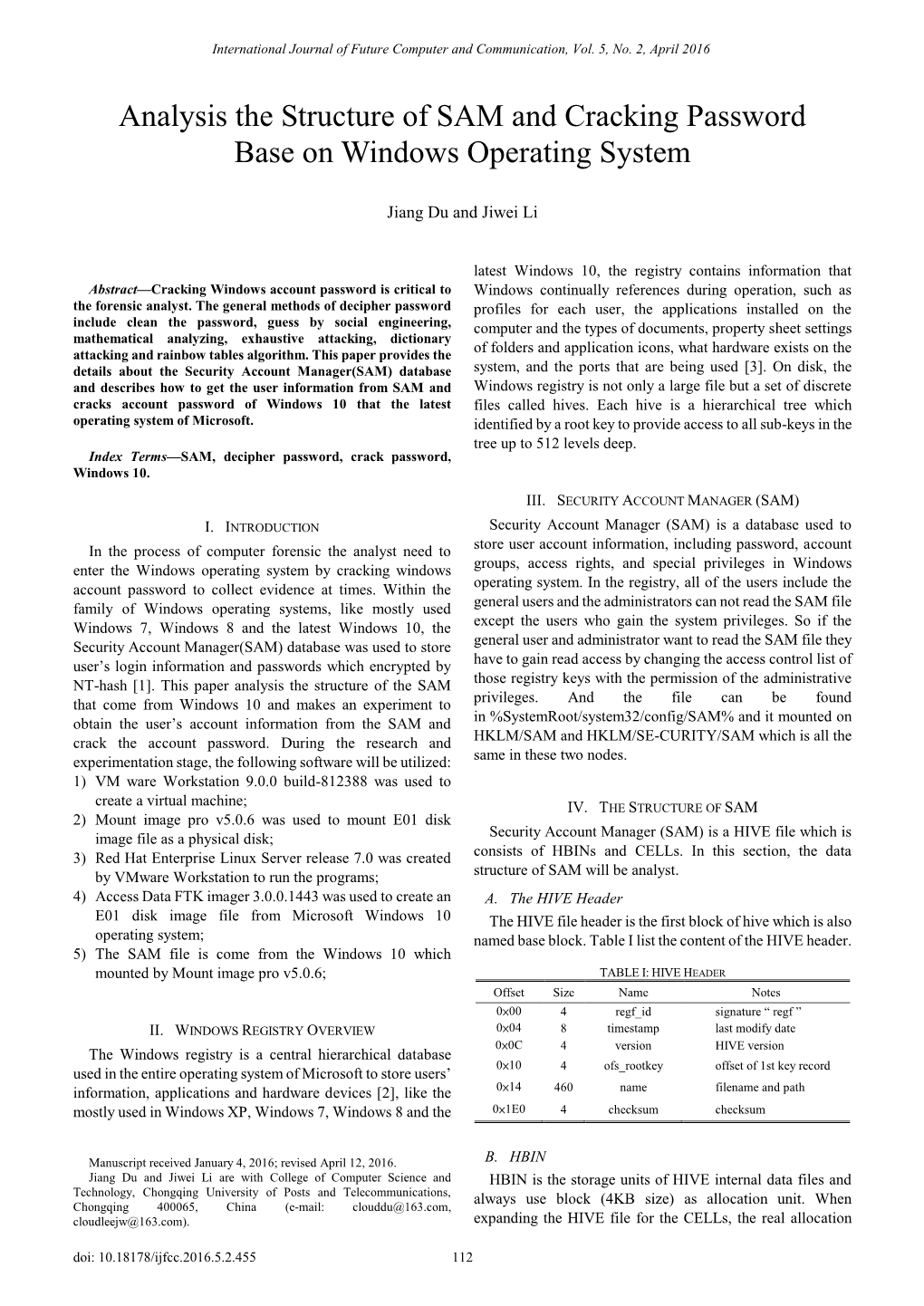 Analysis the Structure of SAM and Cracking Password Base on Windows Operating System