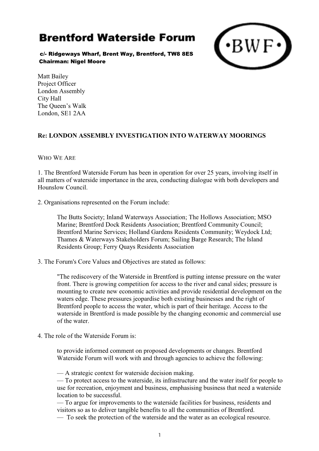 London Assembly Investigation Into Waterway Moorings