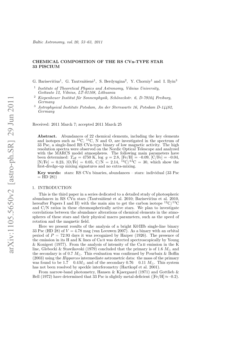 Chemical Composition of the RS Cvn-Type Star 33 Piscium