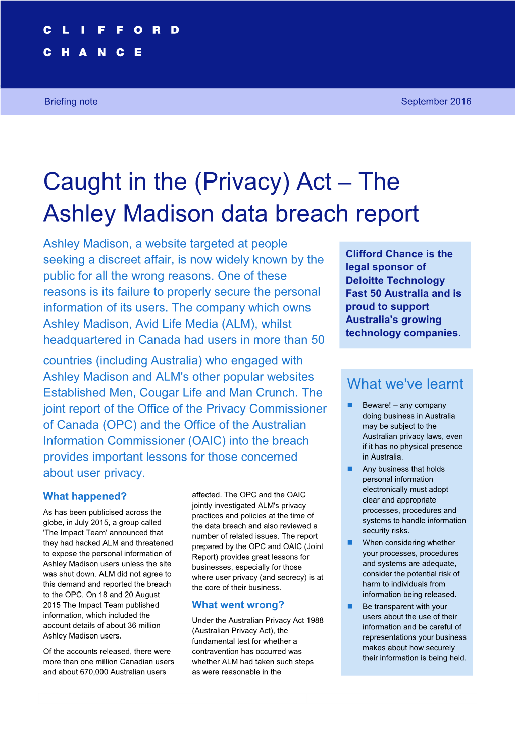 The Ashley Madison Data Breach Report