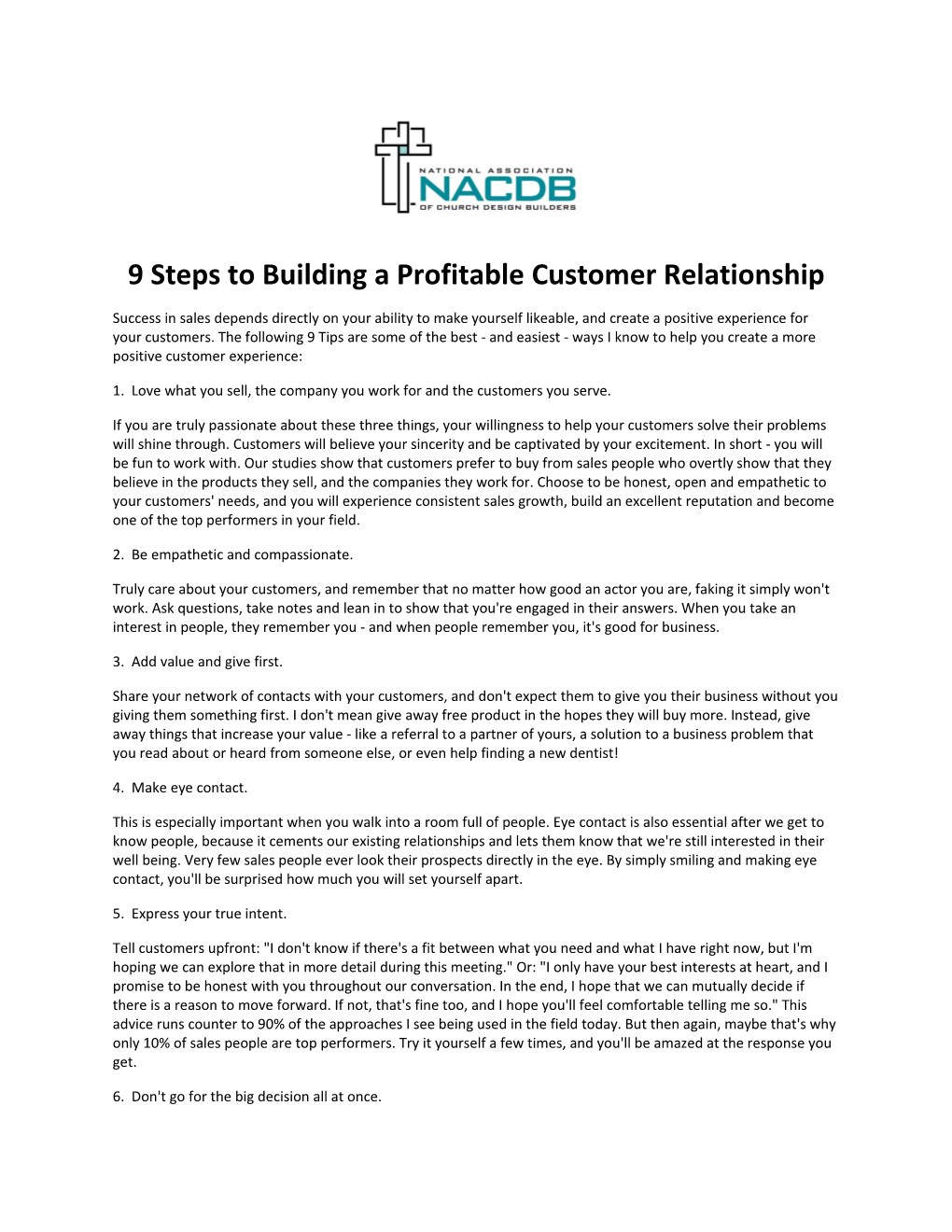 9 Steps to Building a Profitable Customer Relationship