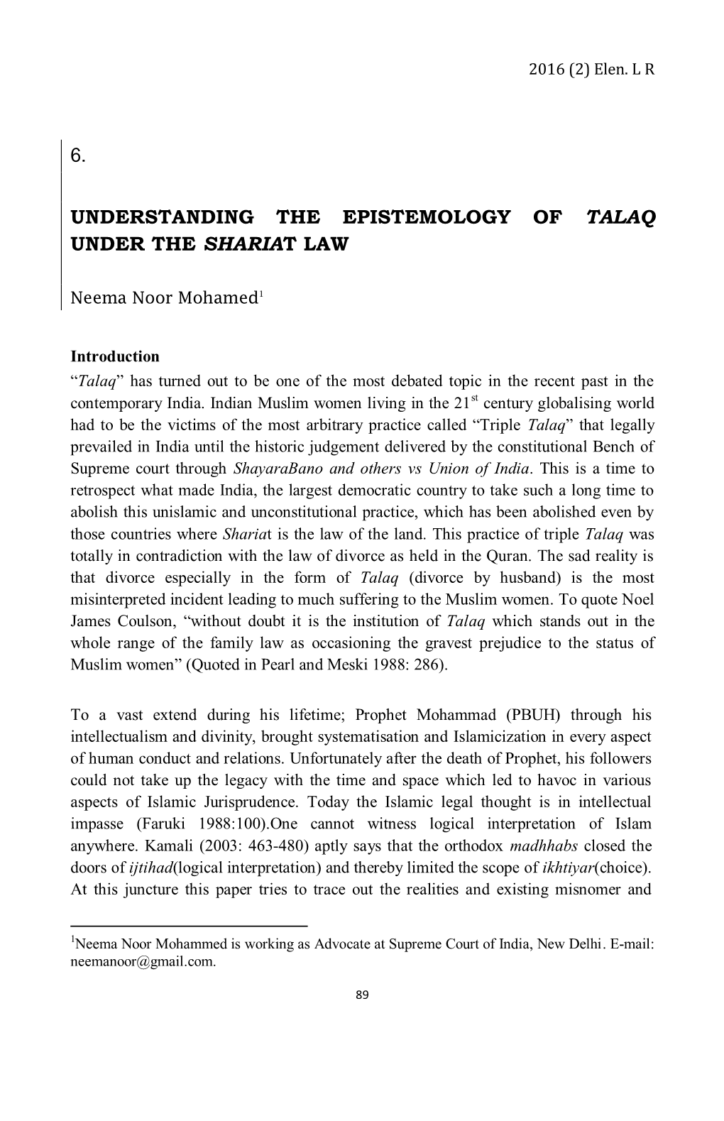 6. Understanding the Epistemology of Talaq