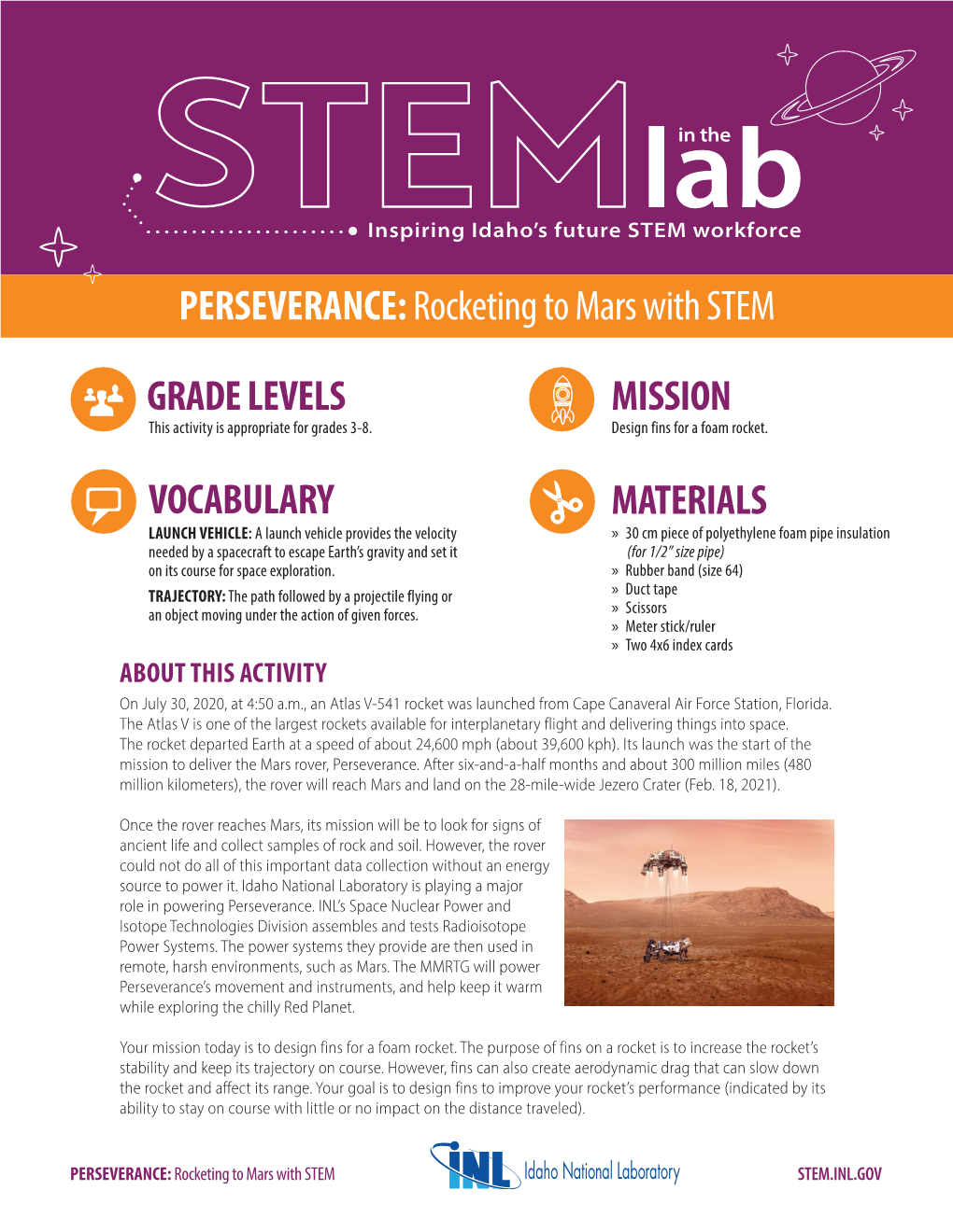 PERSEVERANCE: Rocketing to Mars with STEM