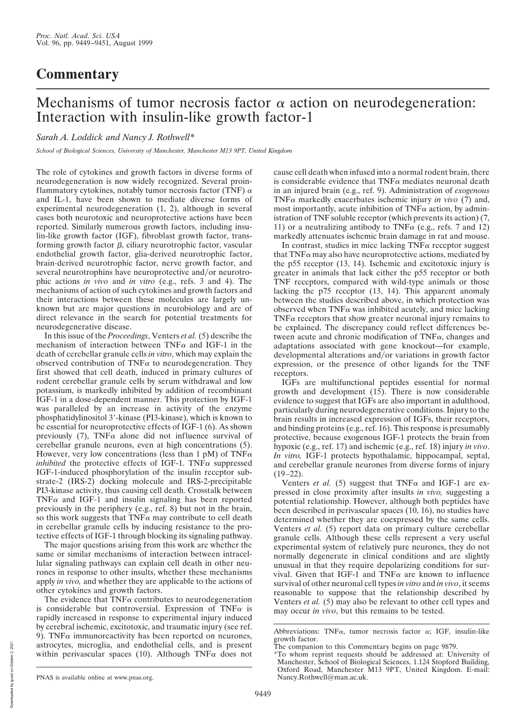 Commentary Mechanisms of Tumor Necrosis Factor Α Action On