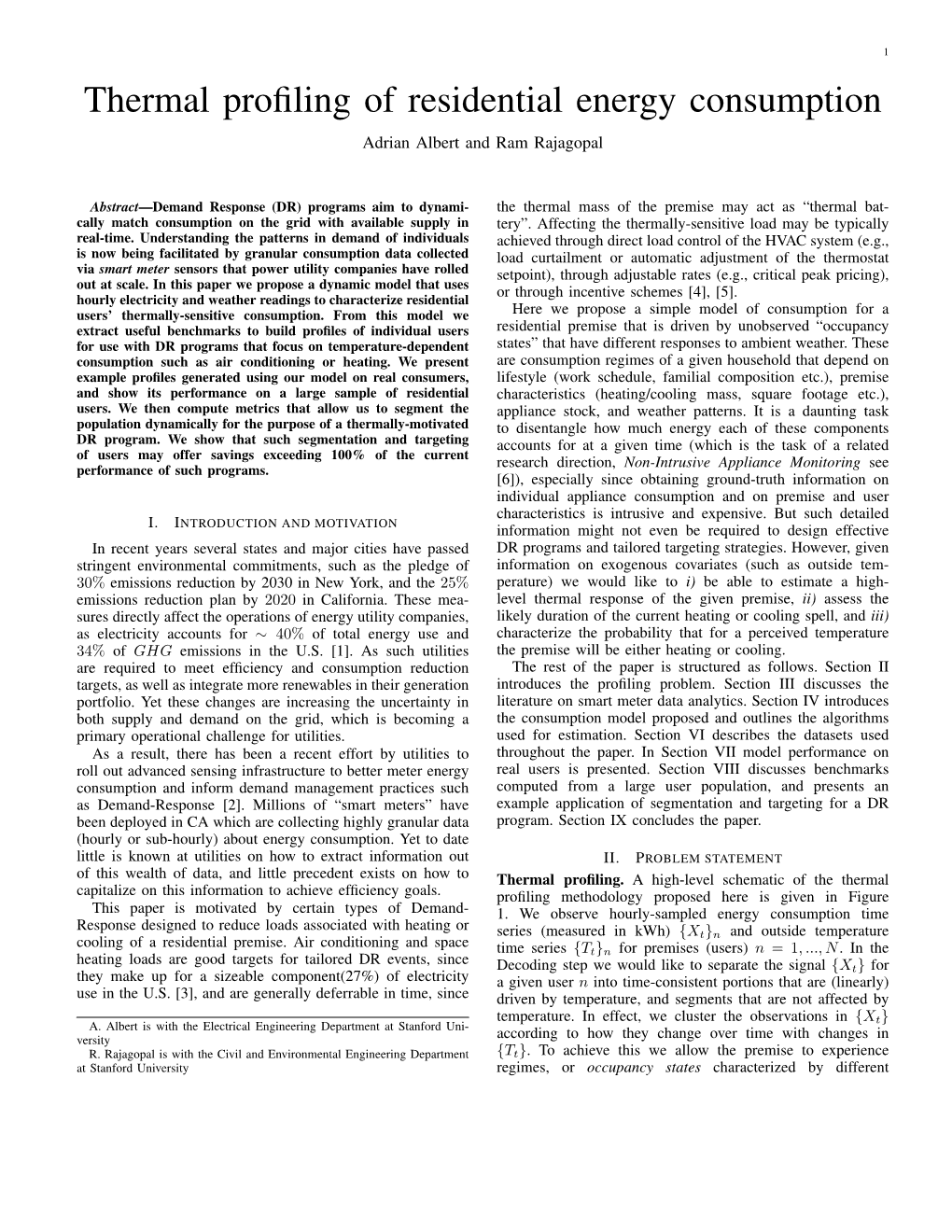 Thermal Profiling of Residential Energy Consumption