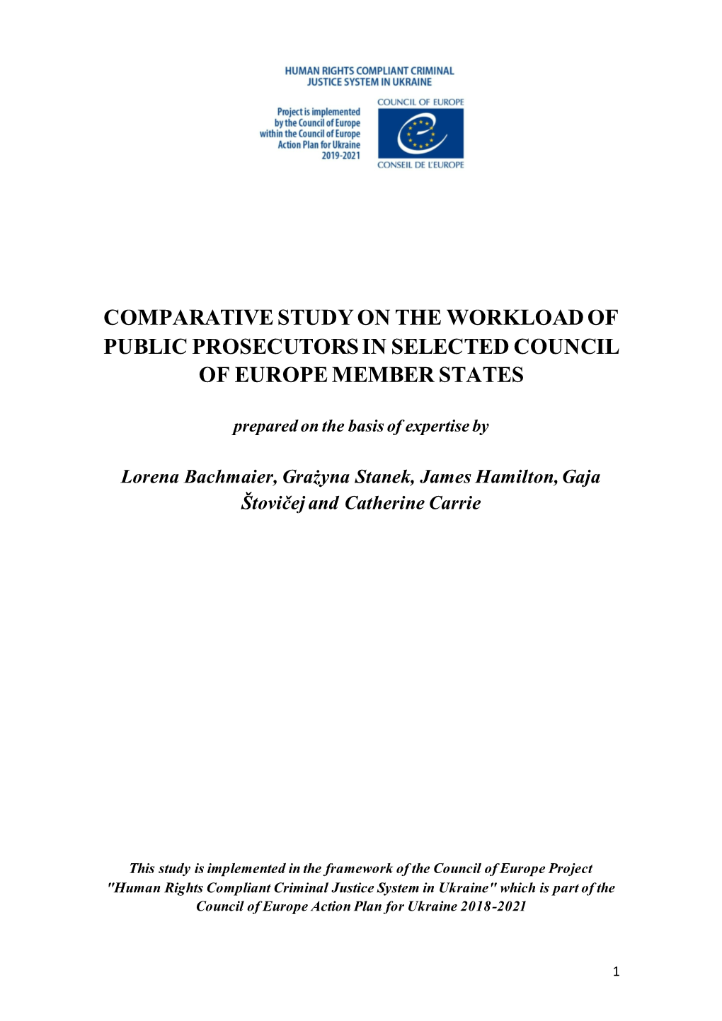 Comparative Study on the Workload of Public Prosecutors in Selected Council of Europe Member States