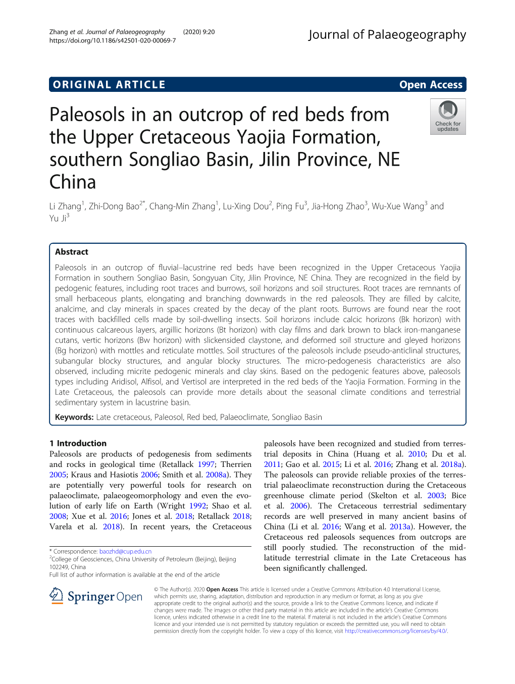 Paleosols in an Outcrop of Red Beds from the Upper Cretaceous Yaojia