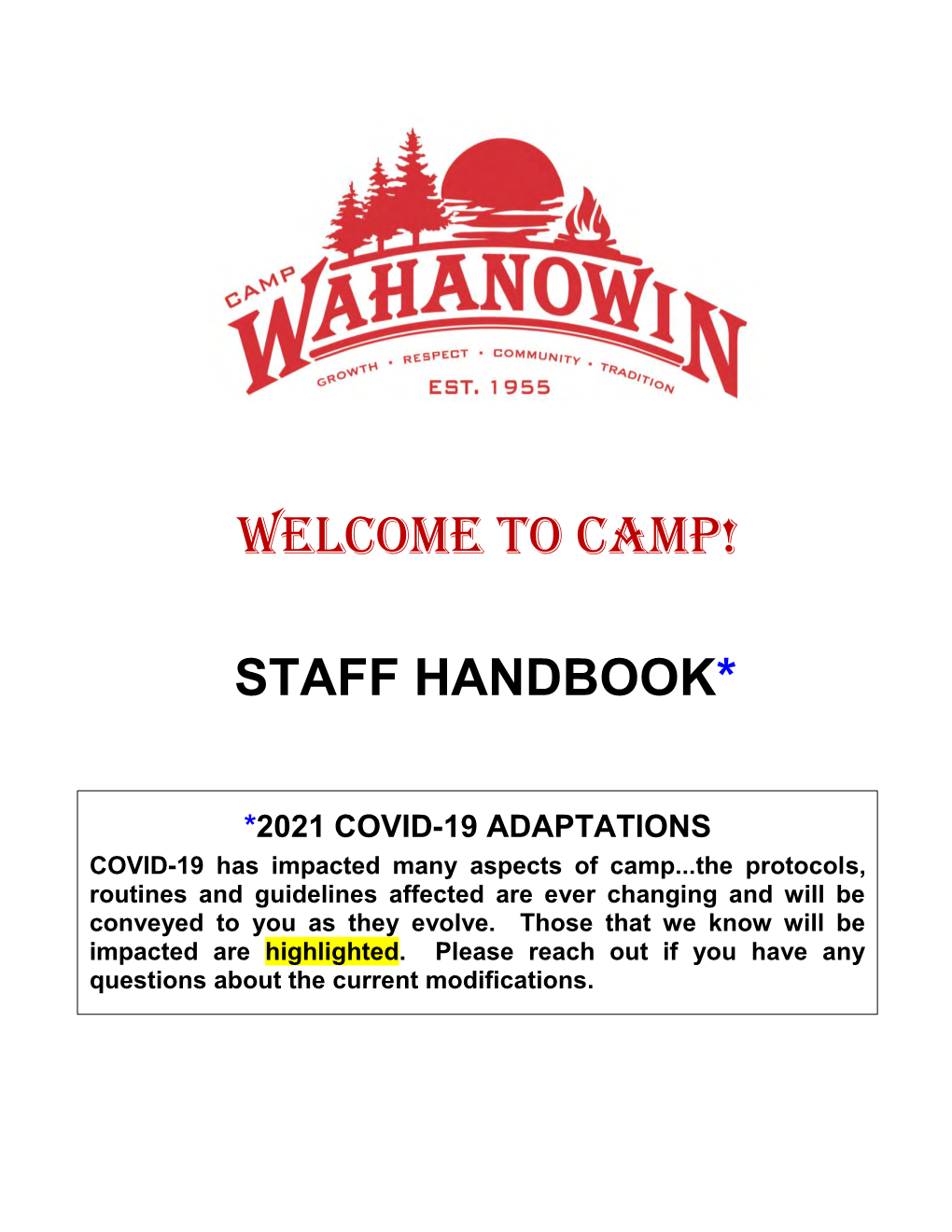 2021 Staff Handbook